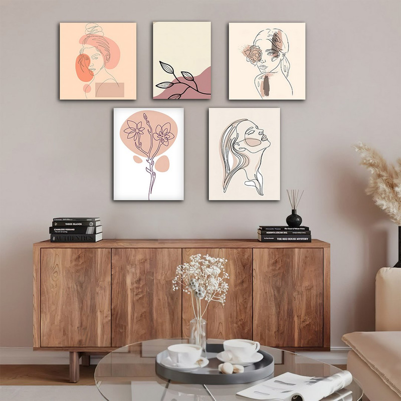 تابلو شاسی بکلیت طرح مینیمال پرتره چهره مدل SH-660 مجموعه 5 عددی