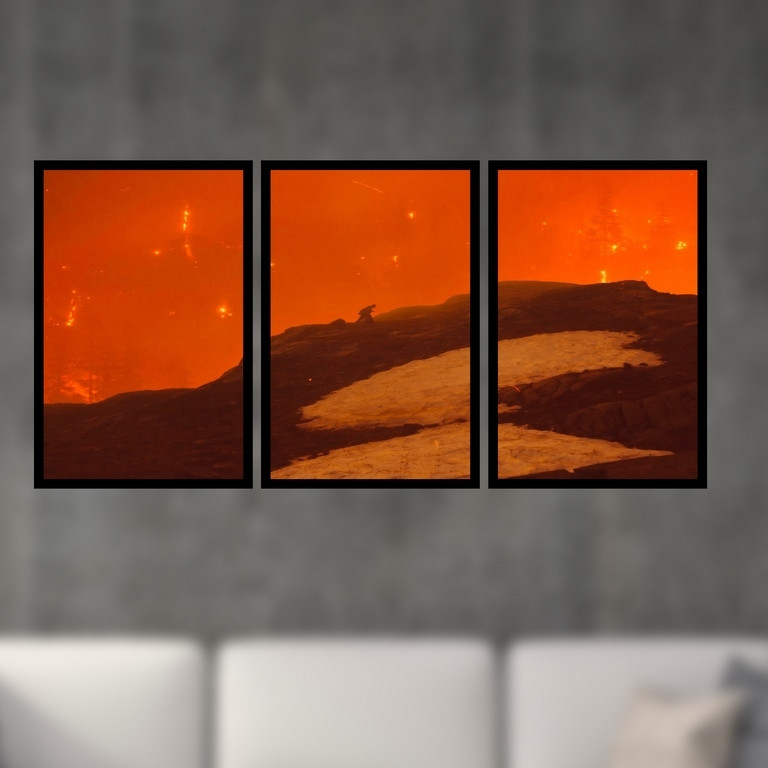 تابلو بکلیت طرح نقاشی منظره آتشفشان مدل B-S4936 مجموعه 3 عددی