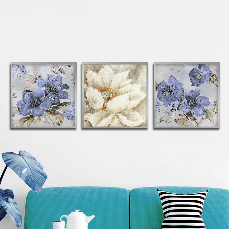 تابلو بکلیت طرح نقاشی مدرن آبرنگی گل مدل SI-1628 مجموعه 3 عددی