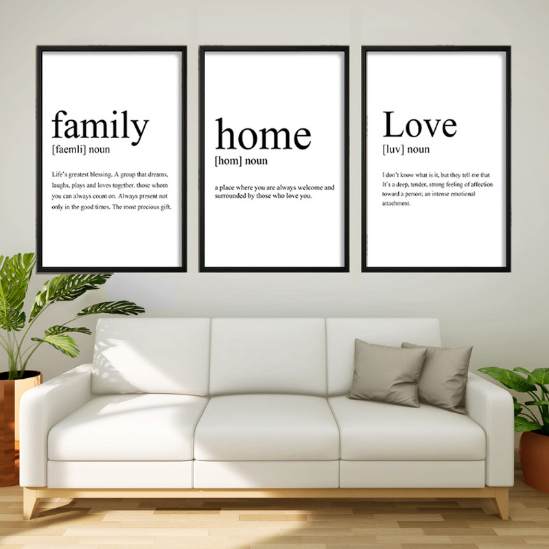 تابلو بکلیت طرح انگیزشی خانواده و خانه و عشق مدل B-565 مجموعه 3 عددی