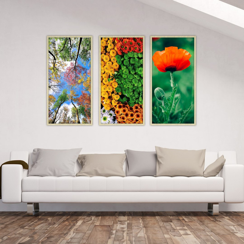 تابلو بکلیت طرح گل و طبیعت مدل BE-544 مجموعه 3 عددی