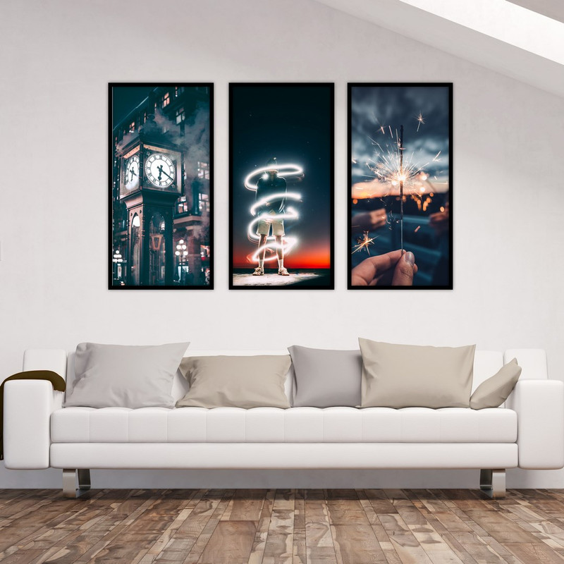 تابلو بکلیت طرح فانتزی ساعت نوری مدل B-540 مجموعه 3 عددی