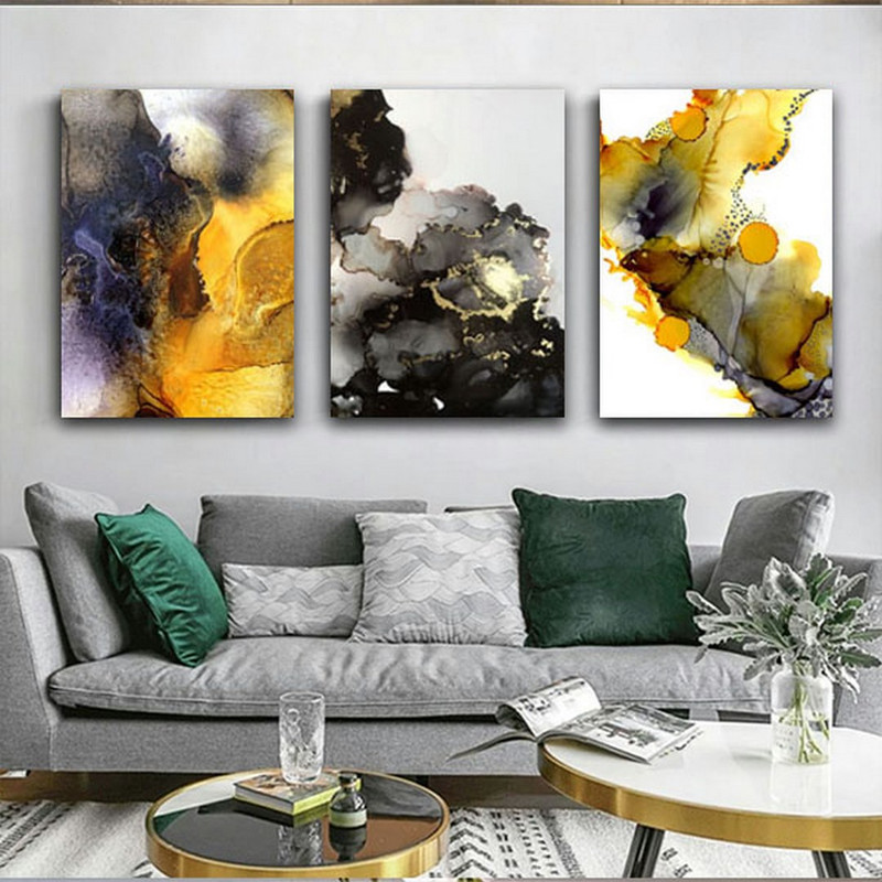 تابلو شاسی بکلیت طرح نقاشی آبرنگی ابر و بادی مدل SH-300 مجموعه 3 عددی