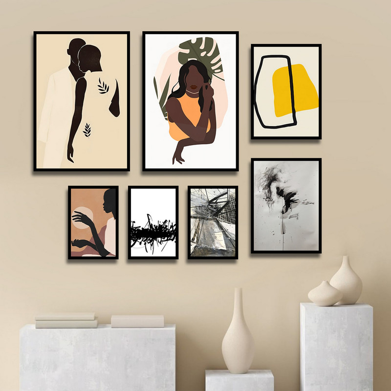 تابلو بکلیت طرح نقاشی مدرن مینیمال مدل B-1715 مجموعه 7 عددی