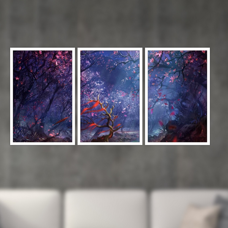 تابلو بکلیت طرح جنگل جادویی مدل W-S4737 مجموعه 3 عددی