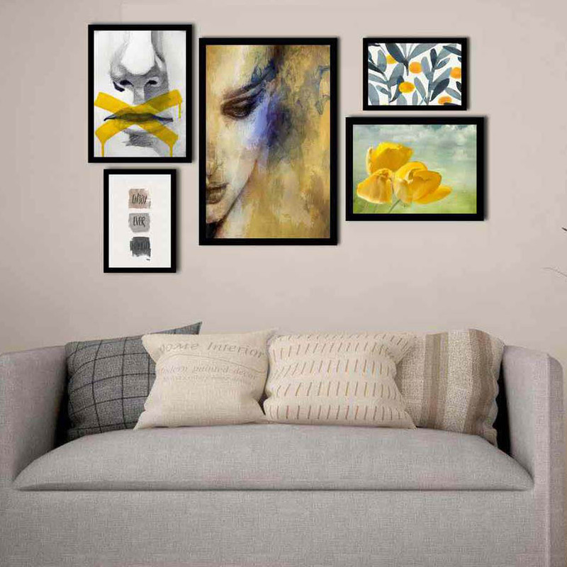 تابلو بکلیت طرح نقاشی گل و سکوت مدل دکوراتیو کد B-194 مجموعه 5 عددی