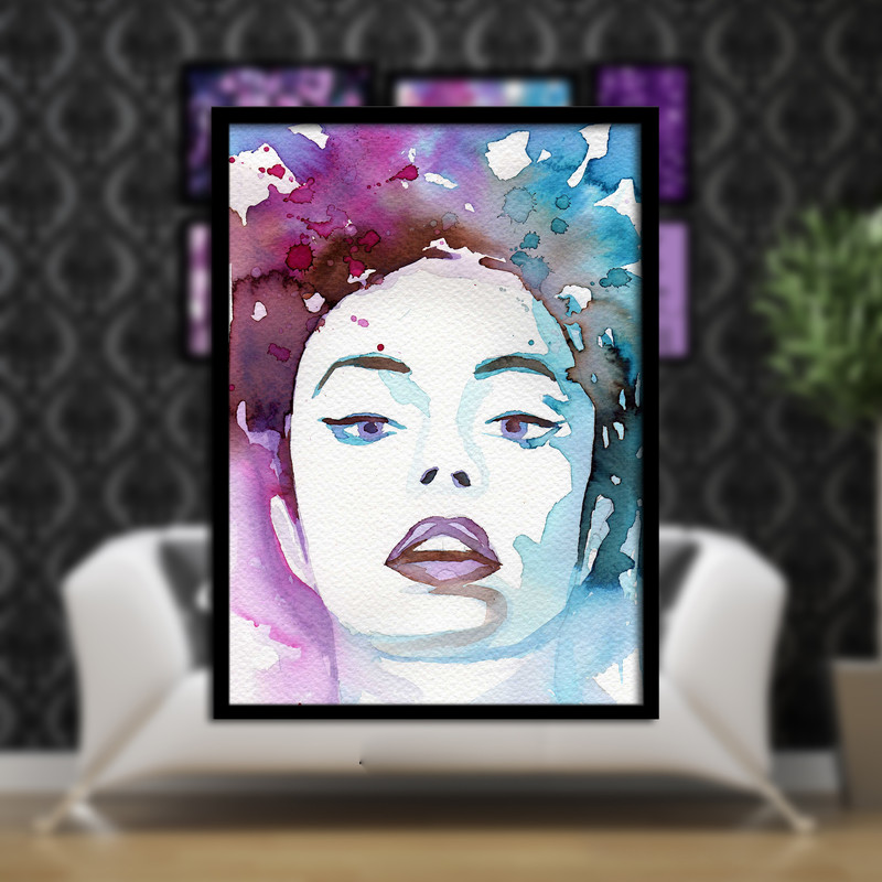 تابلو بکلیت طرح نقاشی و گل بنفش مدل دکوراتیو B-164  مجموعه 5 عددی