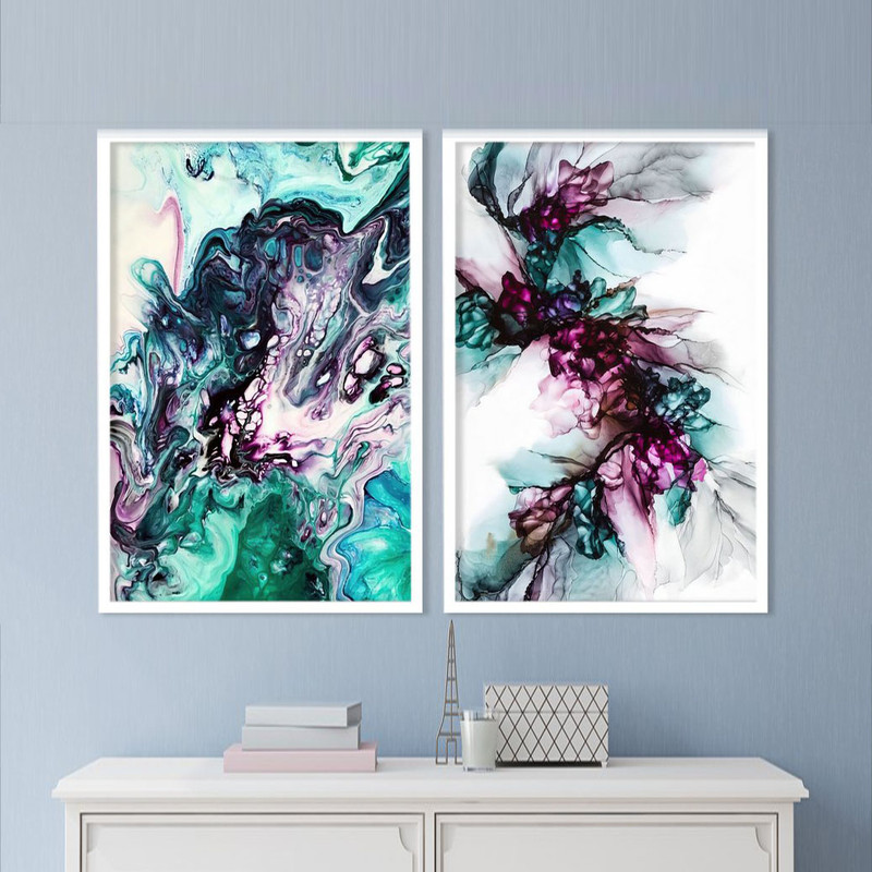 تابلو بکلیت طرح نقاشی مدرن مدل دکوراتیو W-377 بسته 2 عددی