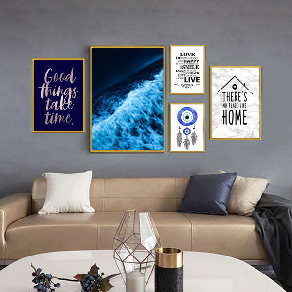 تابلو بکلیت طرح ساحل آرامش مدل دکوراتیو T-290 مجموعه 5 عددی