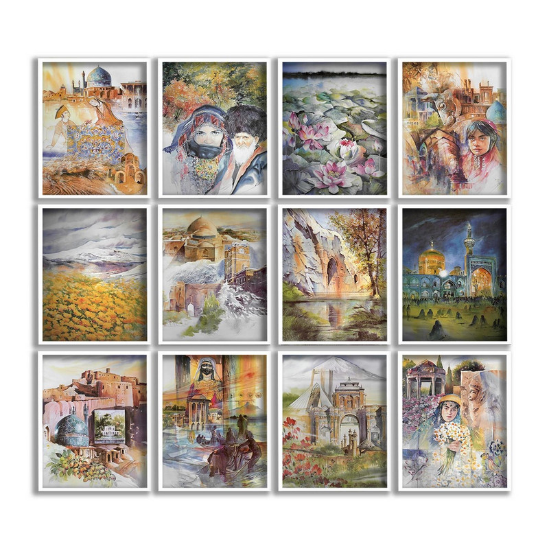 تابلو بکلیت مدل نقاشی فرهنگ و ایران کد 428 مجموعه 12 عددی