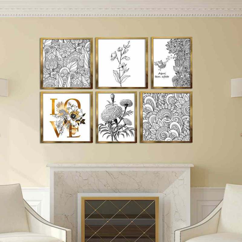 تابلو بکلیت طرح گل و عشق مدل دکوراتیو T-400 مجموعه 6 عددی