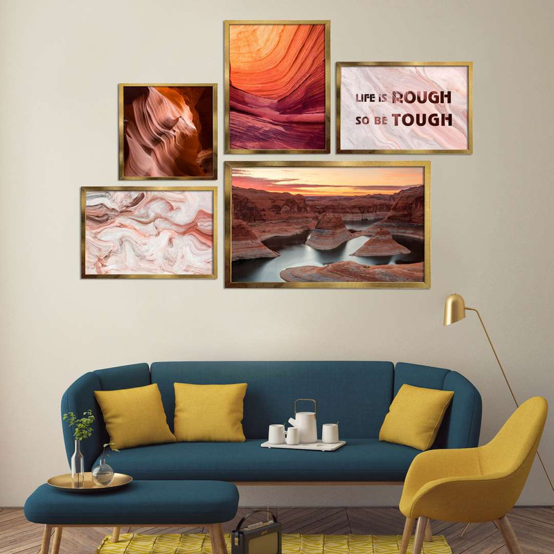 تابلو بکلیت طرح صحرا مدل دکوراتیو T-402 بسته 5 عددی