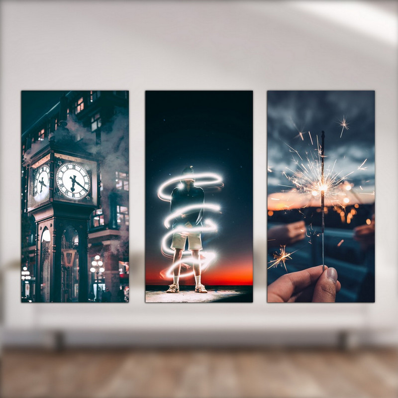 تابلو شاسی بکلیت طرح فانتزی ساعت نوری مدل SH-540 مجموعه 3 عددی