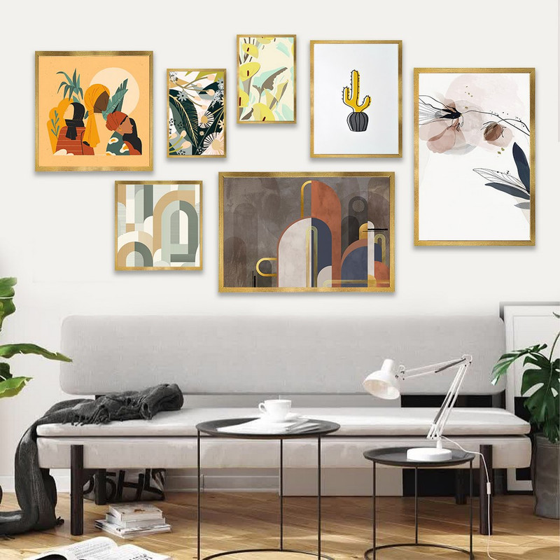 تابلو بکلیت مدل طرح نقاشی مینیمال مدرن T-949  مجموعه 7 عددی