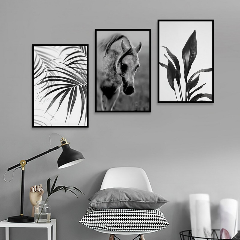 تابلو بکلیت مدل طرح اسب و برگ B-1105 مجموعه 3 عددی