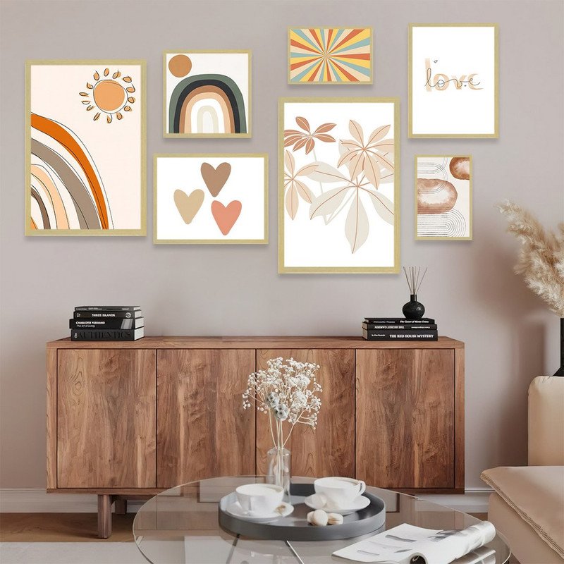 تابلو بکلیت مدل طرح مینیمال قلب و خورشید BE-1093 مجموعه 7 عددی