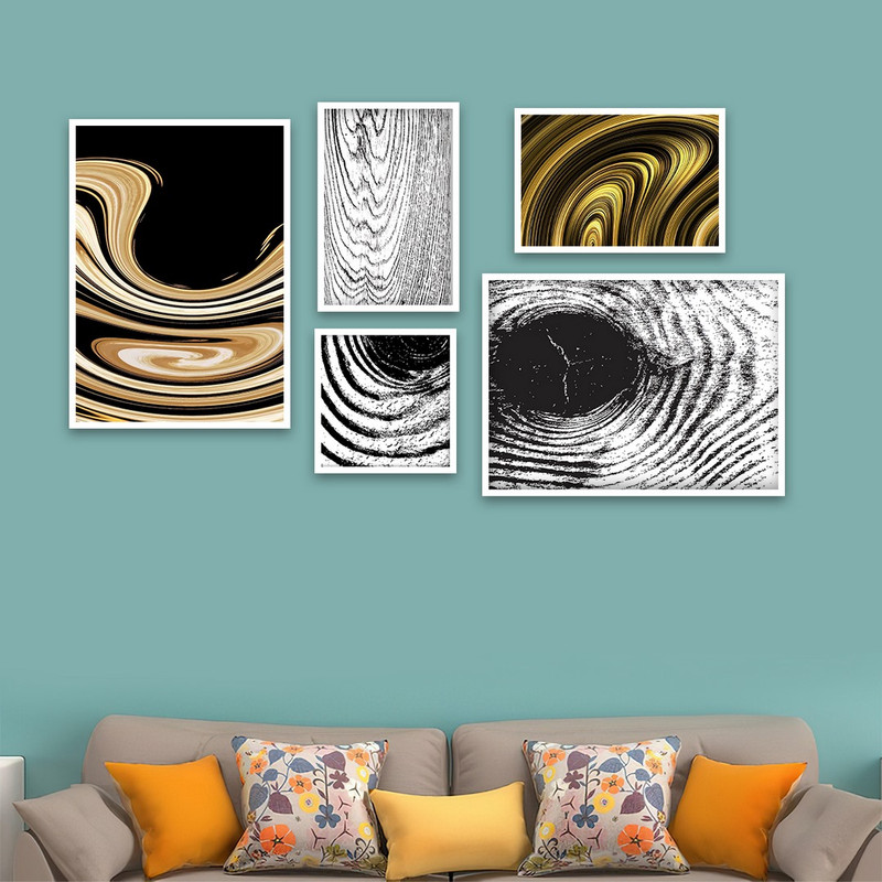 تابلو بکلیت طرح هنر نقاشی انتزاعی مدل W-888 مجموعه 5 عددی