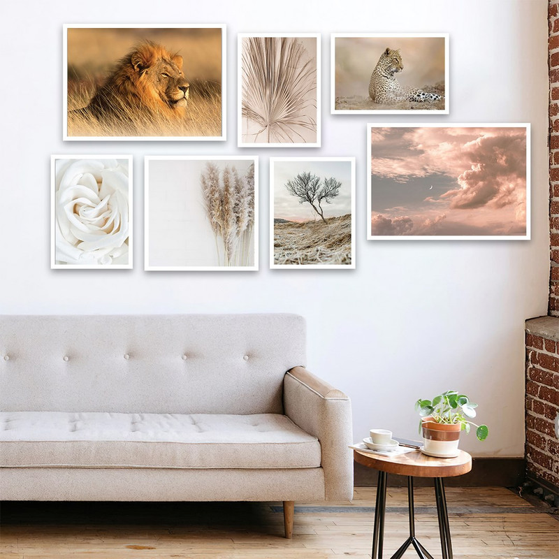 تابلو بکلیت طرح عکاسی طبیعت و حیات وحش شیر مدل W-873 مجموعه 7 عددی