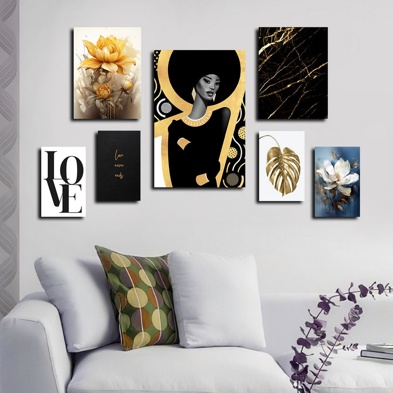 تابلو شاسی بکلیت طرح ترکیبی برگ انجیری و LOVE مدل SH-1649 مجموعه 7 عددی