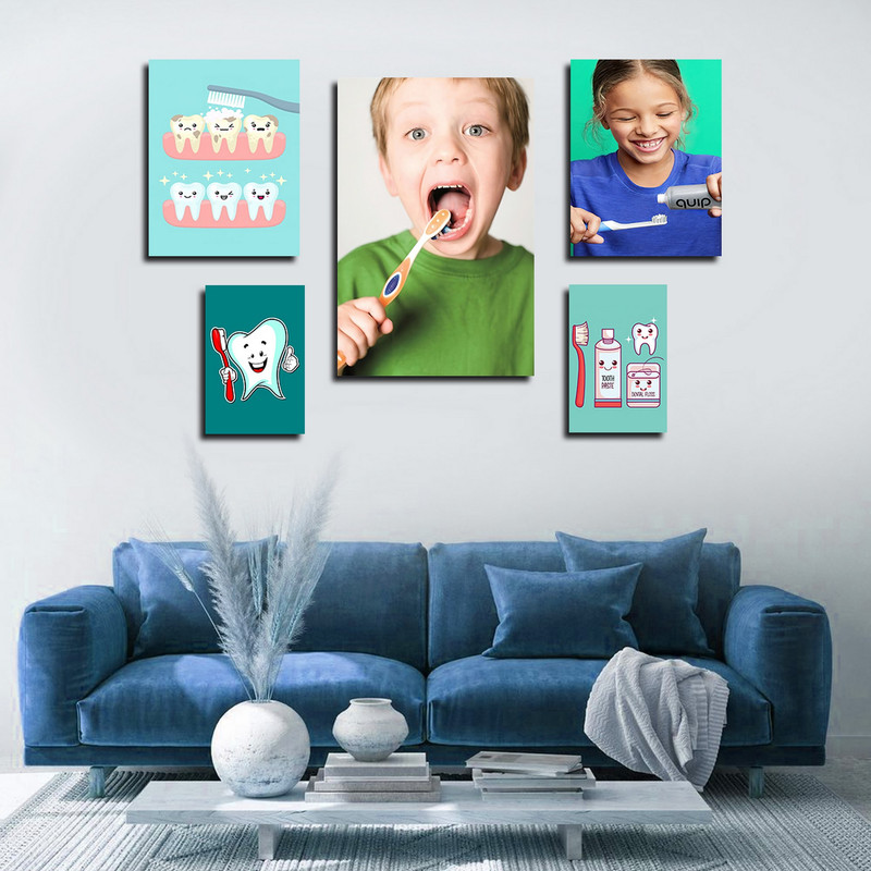 تابلو شاسی بکلیت طرح بهداشت دندان و دندانپزشکی مدل SH-1564 مجموعه 5 عددی