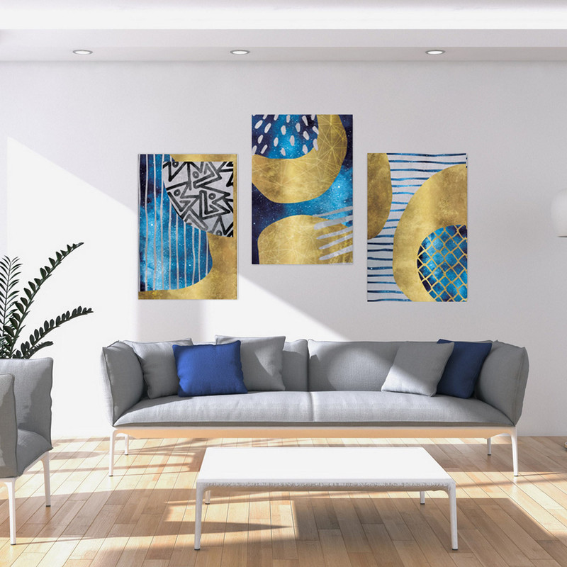 تابلو شاسی بکلیت طرح نقاشی مدرن مدل SH-1868 مجموعه 3 عددی