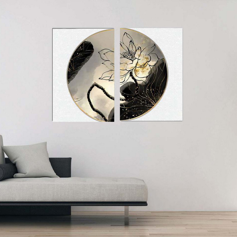 تابلو شاسی بکلیت طرح مدرن نیم دایره گل مدل SH-1856 مجموعه 2 عددی