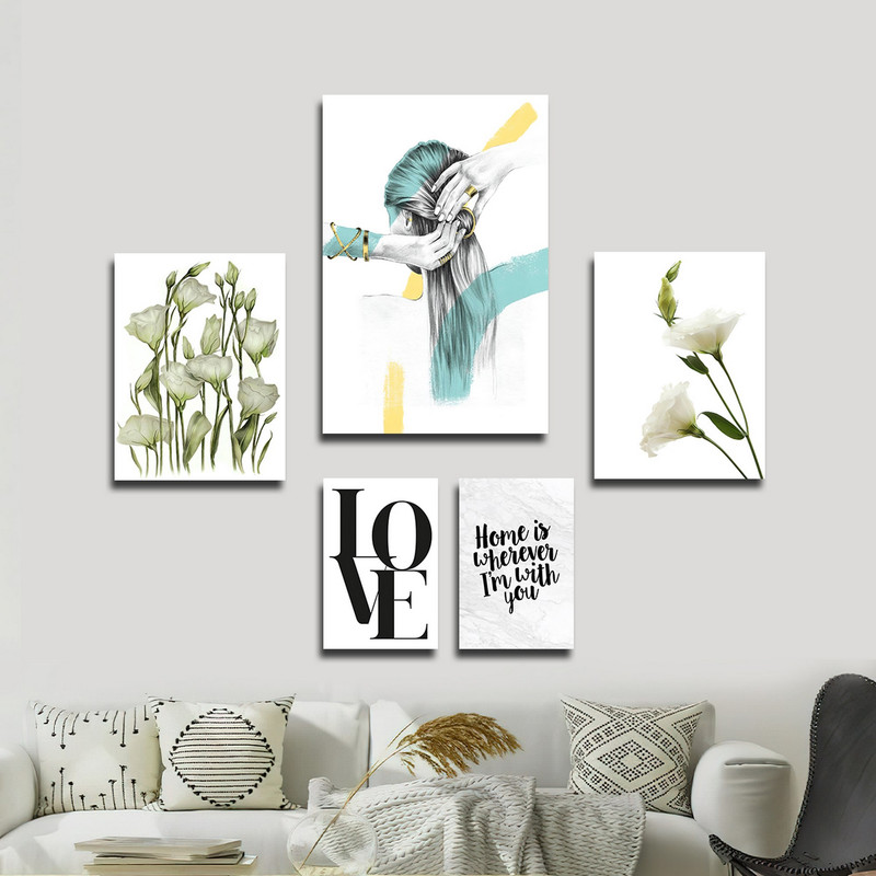 تابلو شاسی بکلیت طرح مدرن جمله انگیزشی و طبیعت مدل SH-1824 مجموعه 5 عددی