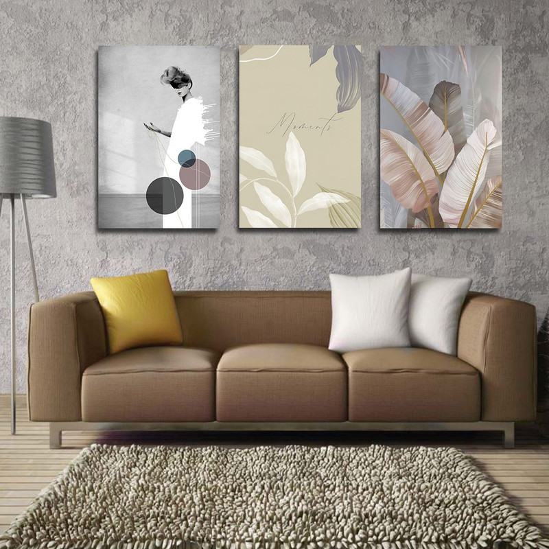 تابلو شاسی بکلیت طرح مدرن برگ و چهره مدل SH-1817 مجموعه 3 عددی