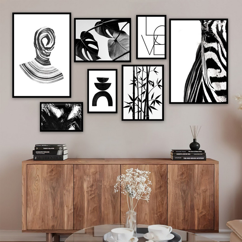 تابلو بکلیت طرح دکوراتیو بامبو و برگ انجیری مدل B-749 مجموعه 7 عددی