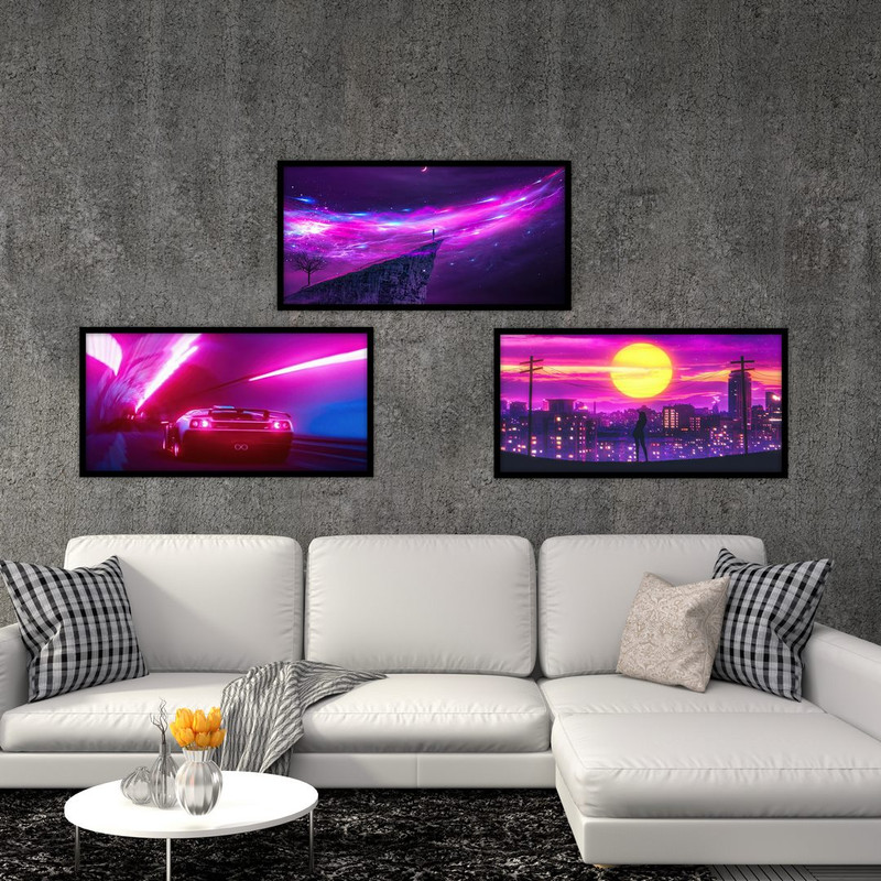 تابلو بکلیت طرح کهکشان و خورشید و ماشین فانتزی مدل B-553 مجموعه 3 عددی