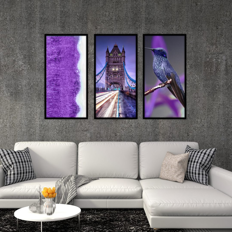 تابلو بکلیت طرح منظره شهری و پرنده مدل B-512 مجموعه 3 عددی