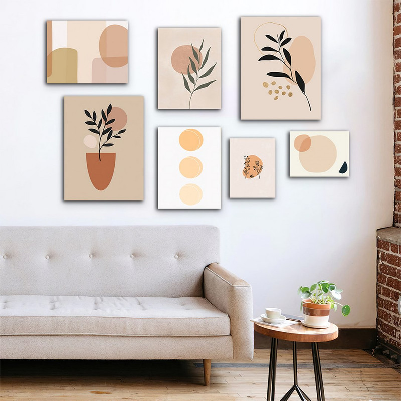 تابلو شاسی بکلیت طرح دکوراتیو مینیمال برگ مدل SH-643 مجموعه 7 عددی