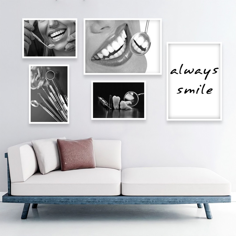 تابلو بکلیت طرح لبخند و دندان پزشکی مدل W-914 مجموعه 5 عددی