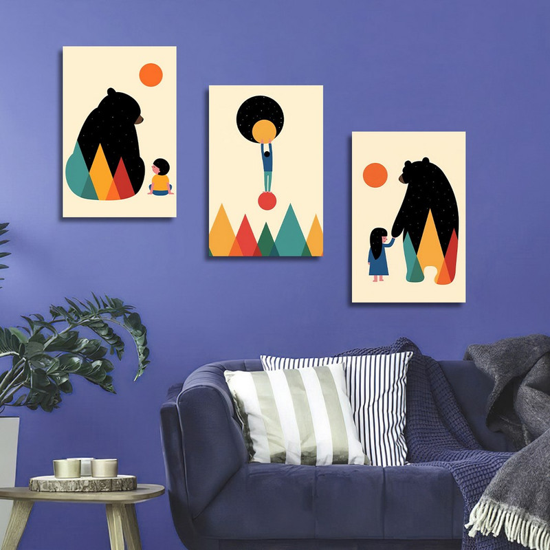 تابلو شاسی بکلیت طرح دکوری مدرن سبک مینیمال آرت مدل SH-1504 مجموعه 3 عددی