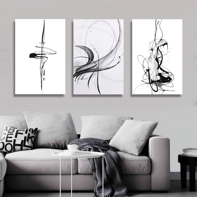 تابلو شاسی بکلیت طرح نقاشی دکوری مدرن سبک آبستره مدل SH-1482  مجموعه 3 عددی