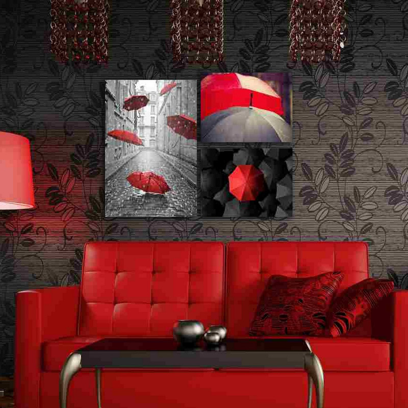 تابلو شاسی بکلیت طرح دکوراتیو چتر قرمز مدل SH-234 مجموعه 2 عددی