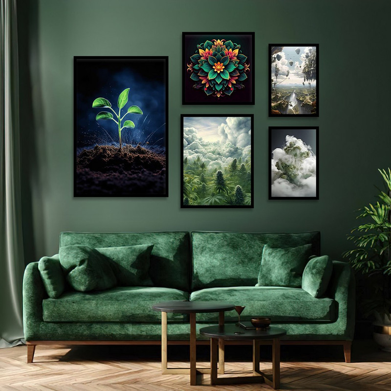 تابلو بکلیت طرح طبیعت و جوانه زندگی مدل B-1234 مجموعه 5 عددی