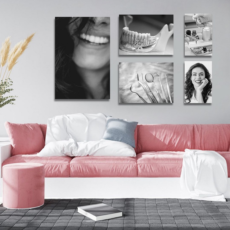 تابلو شاسی بکلیت طرح لبخند و مطب دندانپزشکی مدل SH-1322 مجموعه 5 عددی