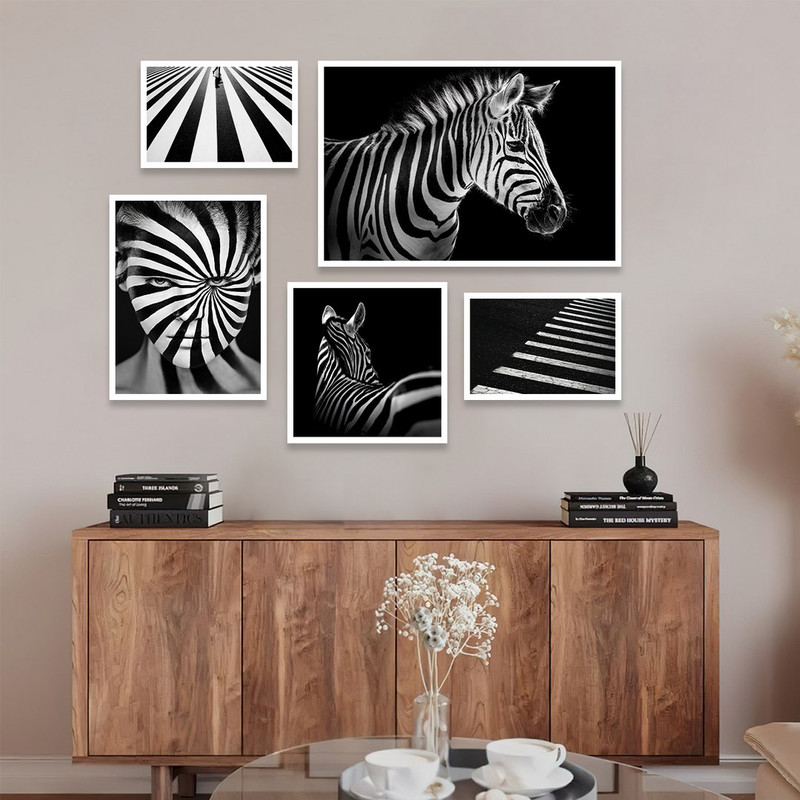 تابلو بکلیت مدل طرح دکوراتیو گورخر W-1053  مجموعه 5 عددی