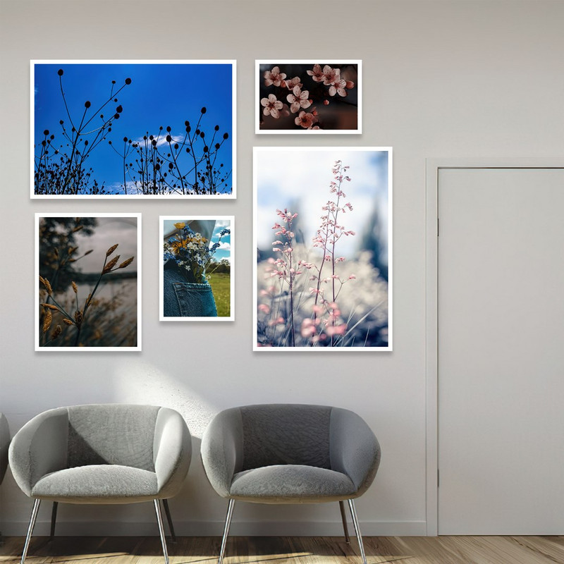 تابلو بکلیت مدل طرح دکوراتیو شکوفه گل W-1049  مجموعه 5 عددی