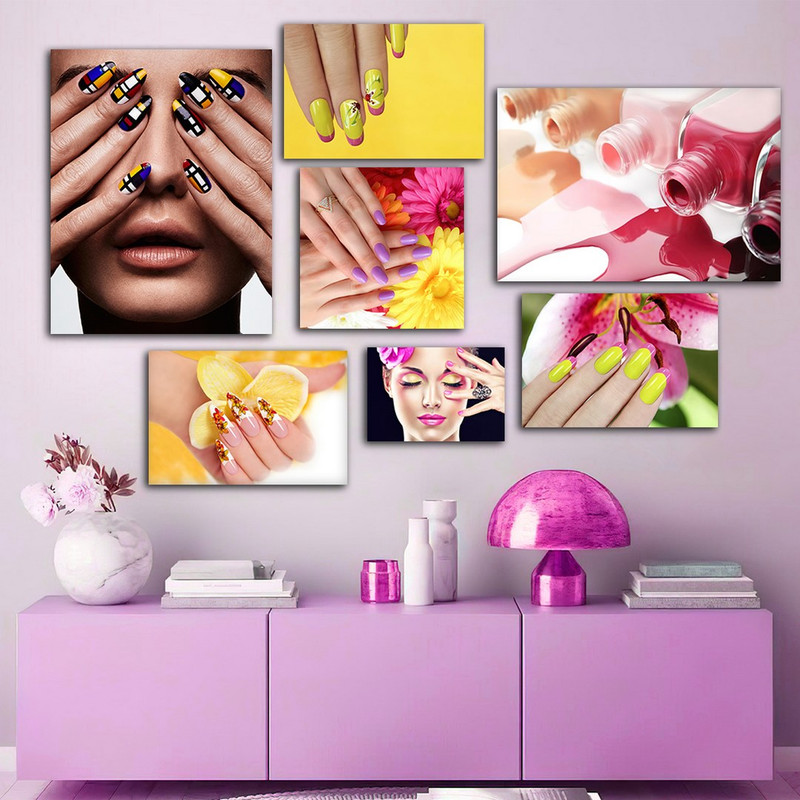 تابلو شاسی بکلیت طرح سالن زیبایی مانیکور و پدیکور مدل SH-923 مجموعه 7 عددی