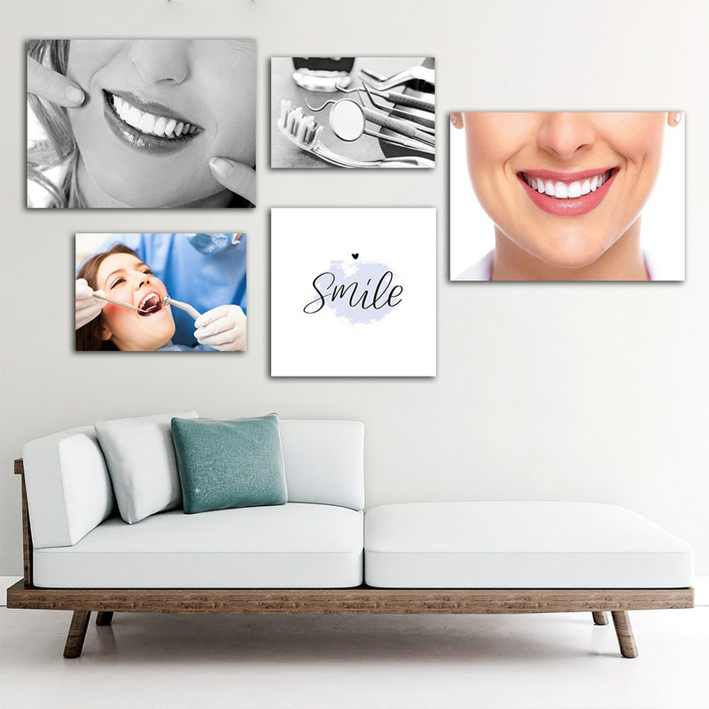 تابلو شاسی بکلیت طرح لبخند و دندان پزشکی مدل SH-909 مجموعه 5 عددی