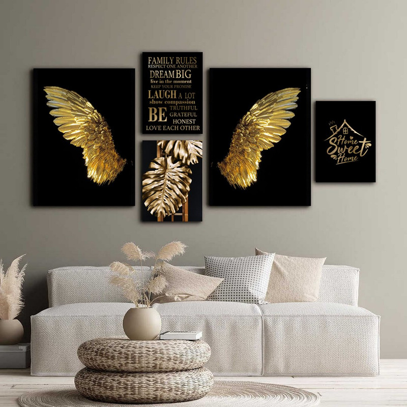 تابلو شاسی بکلیت طرح برگ انجیری و بال مدل SH-312 مجموعه 5 عددی