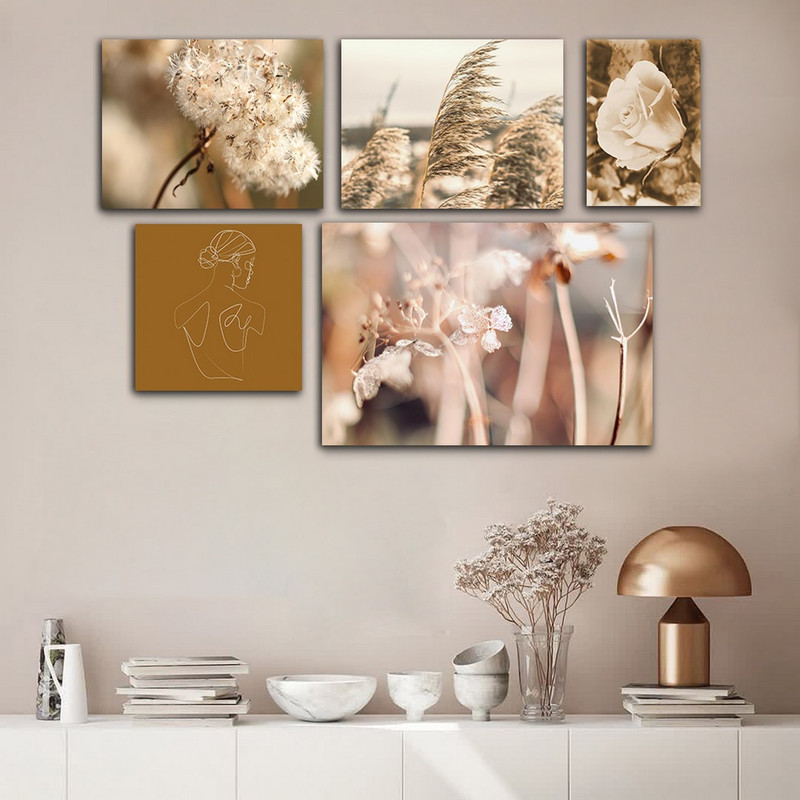 تابلو شاسی بکلیت طرح طبیعت و گل نی مدل SH-850 مجموعه 5 عددی