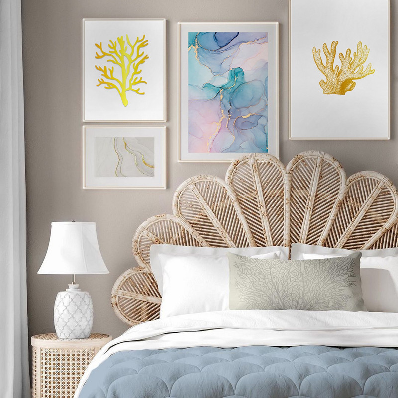 تابلو بکلیت طرح نقاشی ابر و بادی مدرن مدل W-572 مجموعه 4 عددی