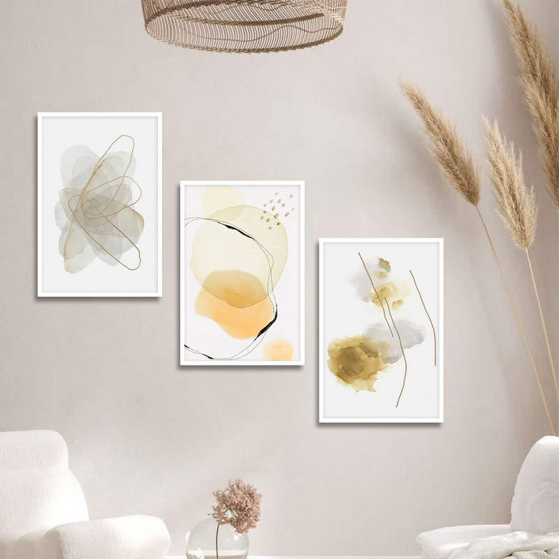 تابلو بکلیت طرح نقاشی مدرن مینیمال خطی مدل W-1795 مجموعه 3 عددی