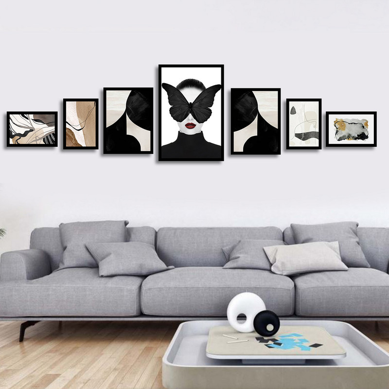 تابلو بکلیت طرح نقاشی مدرن مینیمال و آبستره مدل B-1783 مجموعه 7 عددی