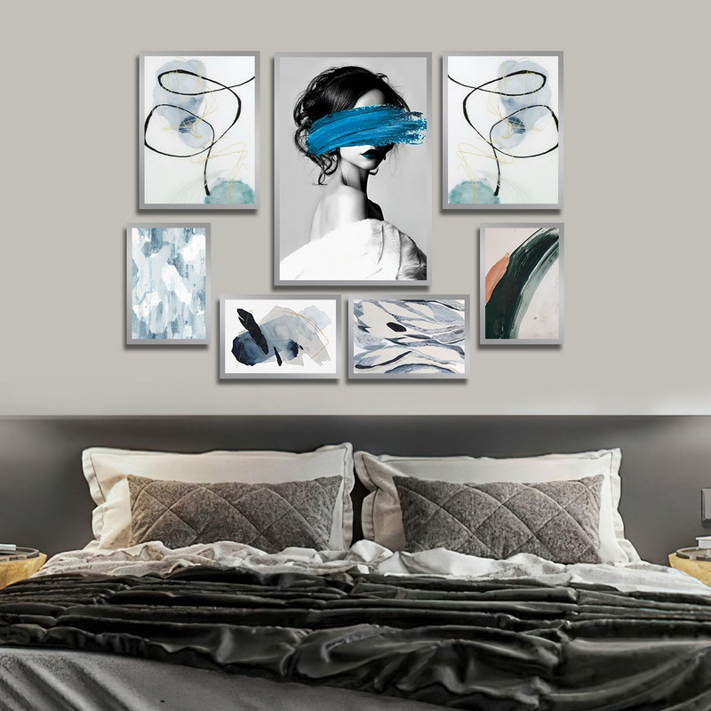 تابلو بکلیت طرح نقاشی مدرن آبرنگی مدل SI-1773 مجموعه 7 عددی