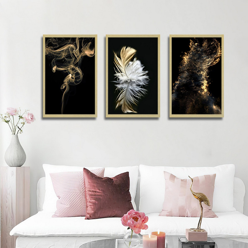 تابلو بکلیت طرح مدرن پر و دود مدل BE-1734 مجموعه 3 عددی