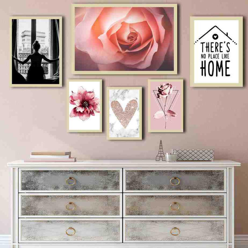 تابلو بکلیت طرح گل عشق مدل دکوراتیو 261 مجموعه 6 عددی